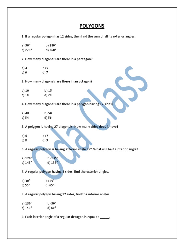 worksheetinterior and exterior angles of polygons worksheet with answers 1
