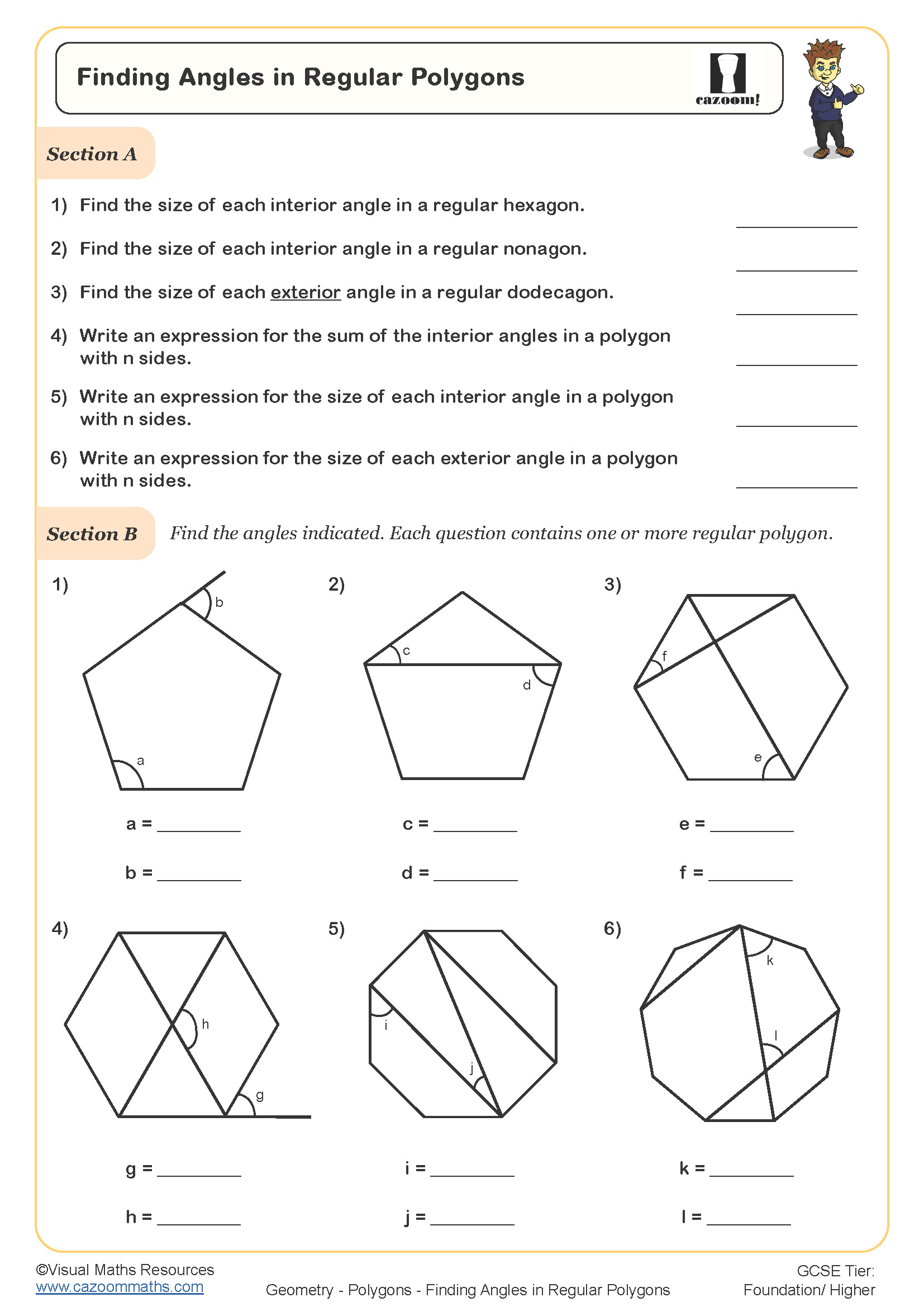 worksheetinterior and exterior angles of polygons worksheet with answers 1