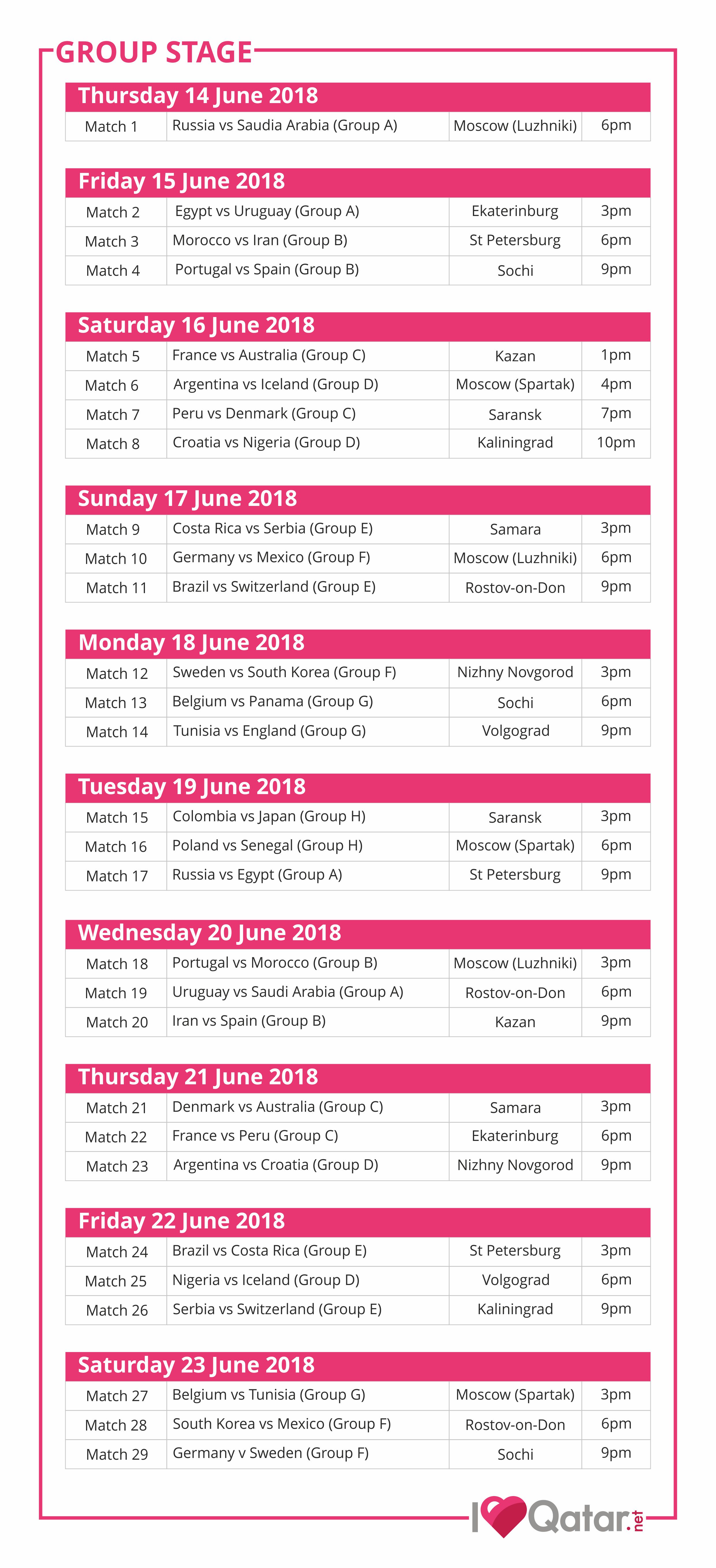 ILoveQatar.net | World Cup Russia 2018 Schedule