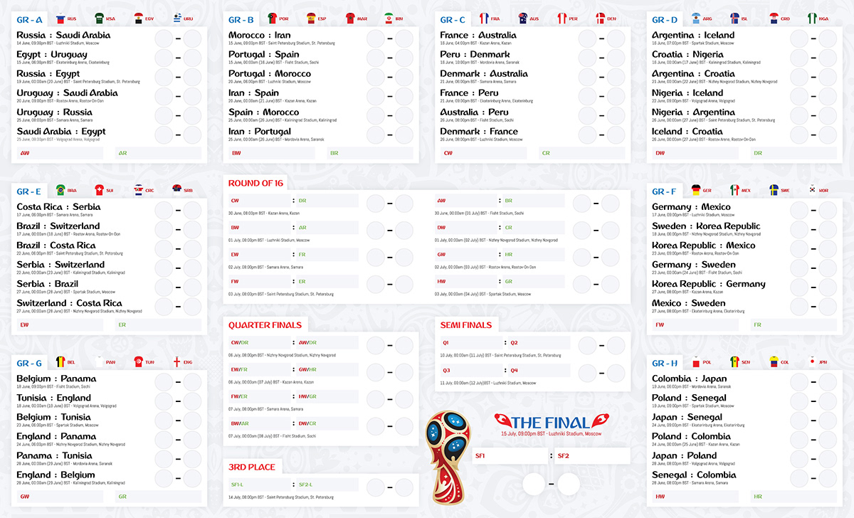 Freebie - FIFA World Cup Russia 2018 Wall Chart :: Behance