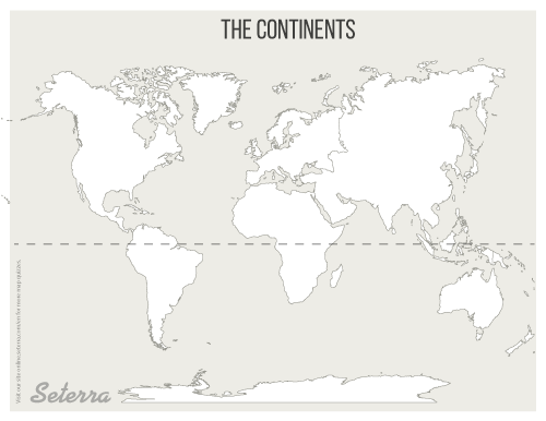 World: Continents printables - Seterra