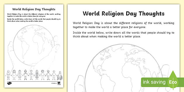 world religions worksheet