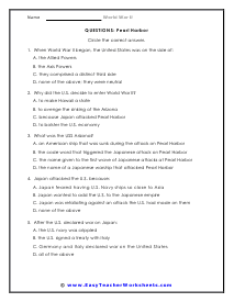 World War II Worksheets