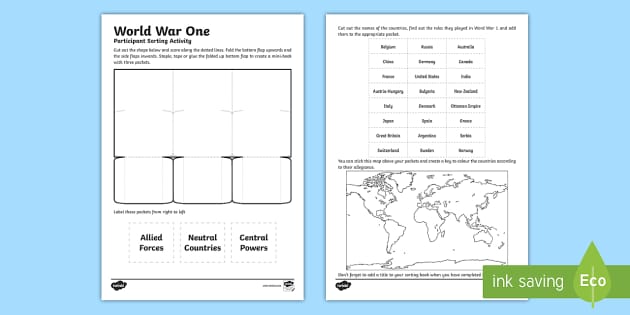 world war one worksheet
