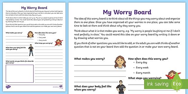 My Worry Board Worksheet (teacher made) - Twinkl