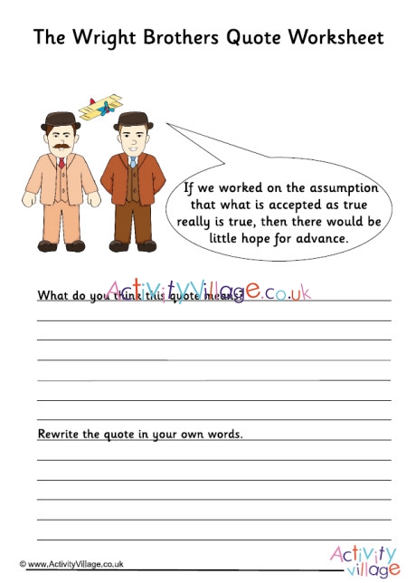 Wright Brothers Quote Worksheet