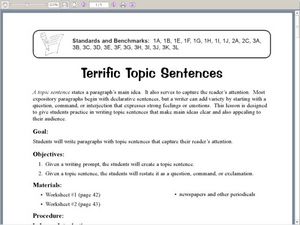 Terrific Topic Sentences Worksheet #1 Worksheet for 5th - 6th ...