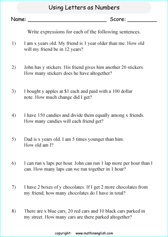 Printable primary math worksheet for math grades 1 to 6 based on ...