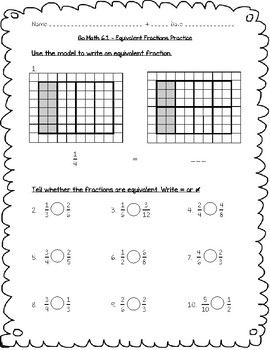 Go Math Practice - 4th Grade - 6.1 - Equivalent Fractions ...