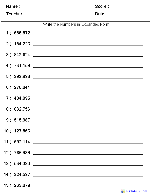 Place Value Worksheets | Place Value Worksheets for Practice