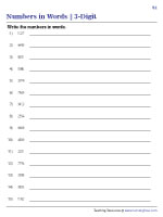 Numbers in Words Worksheets