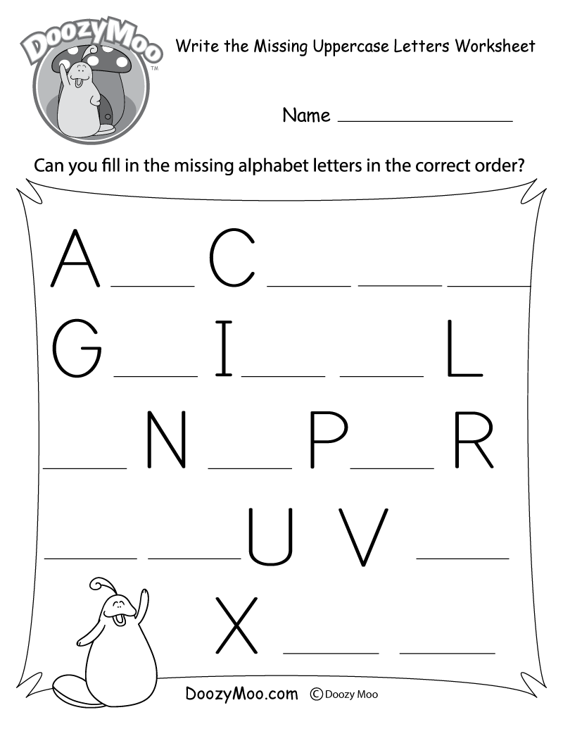 Write the Missing Uppercase Letters Worksheet (Free Printable ...