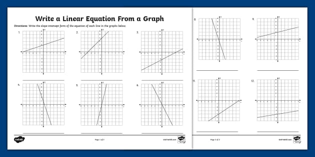 write the equation of a line worksheet