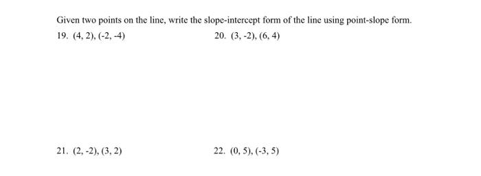 write the equation of a line worksheet