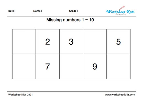 Missing numbers worksheets for kindergarten: Fill, Write, Find ...