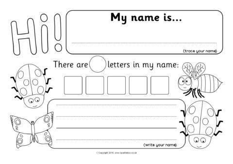 Minibeast-Themed Name-Writing Worksheets (SB12395) - SparkleBox