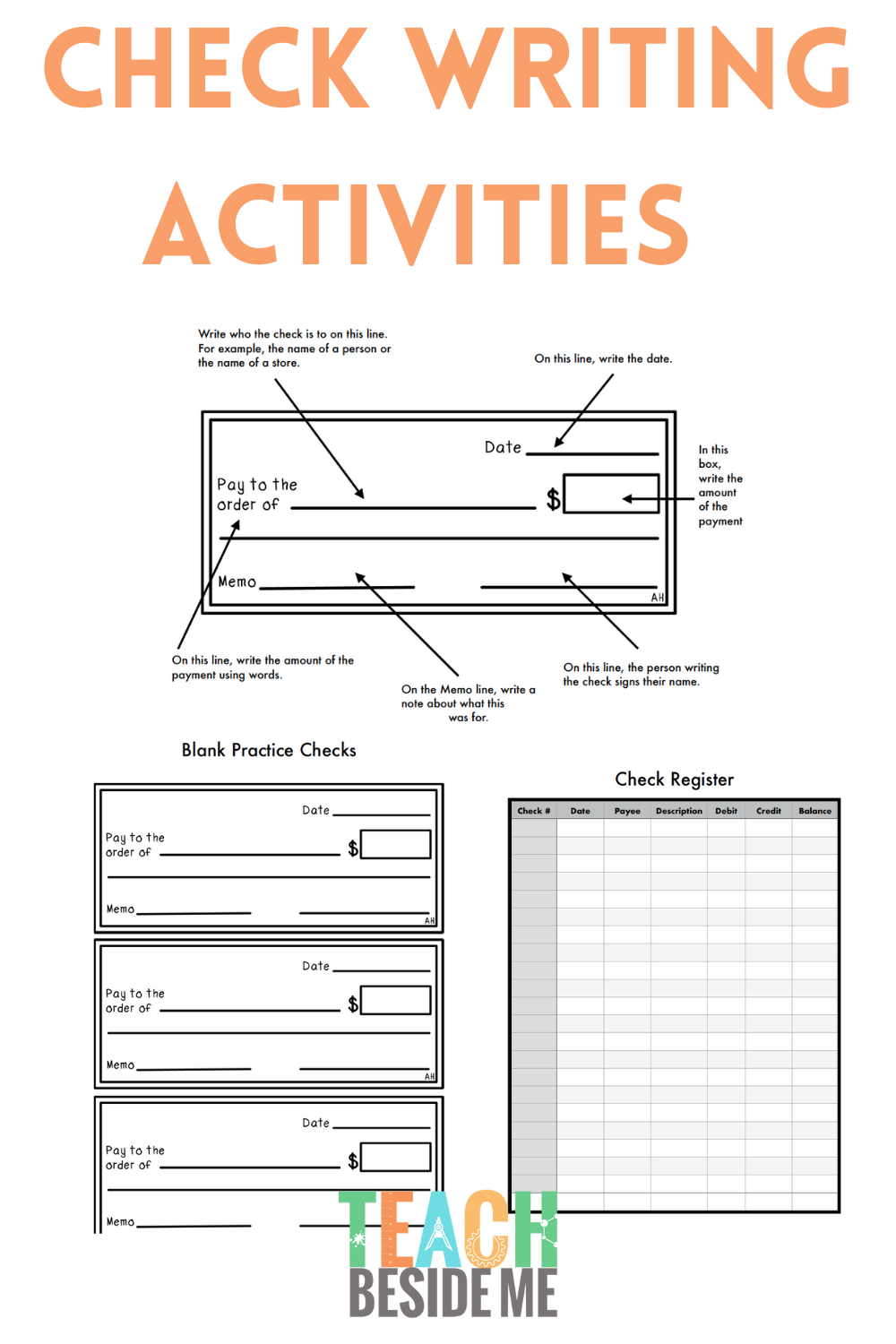 Writing a Check Worksheet for Kids - Teach Beside Me