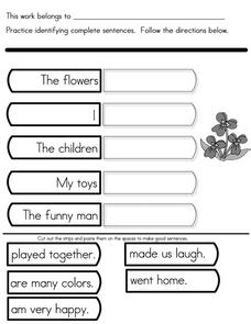 Writing Conventions: Complete Sentences Worksheet for 1st - 2nd ...