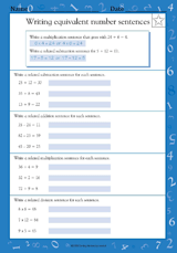 writing addition sentences 2nd grade worksheet