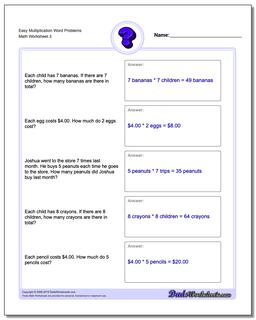 Word Problems: Multiplication Word Problems