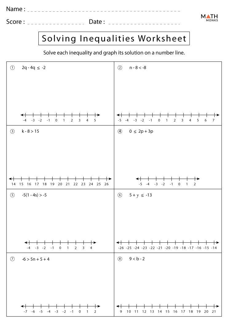 Inequalities Worksheets with Answer Key