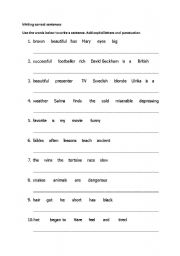English worksheets: Writing correct Sentences