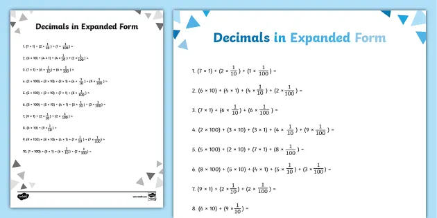 writing decimals in expanded form