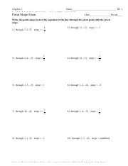 writing equations in point slope form worksheet