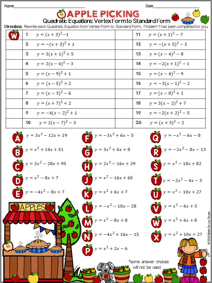 writing equations in standard form worksheet