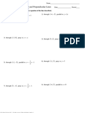 writing equations of lines parallel and perpendicular worksheet
