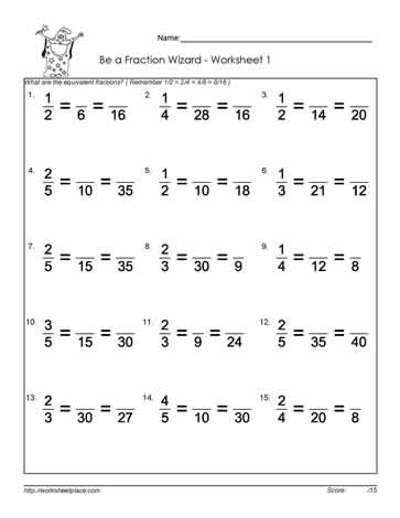 writing equivalent fractions worksheet
