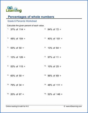 writing fractions as percents worksheet