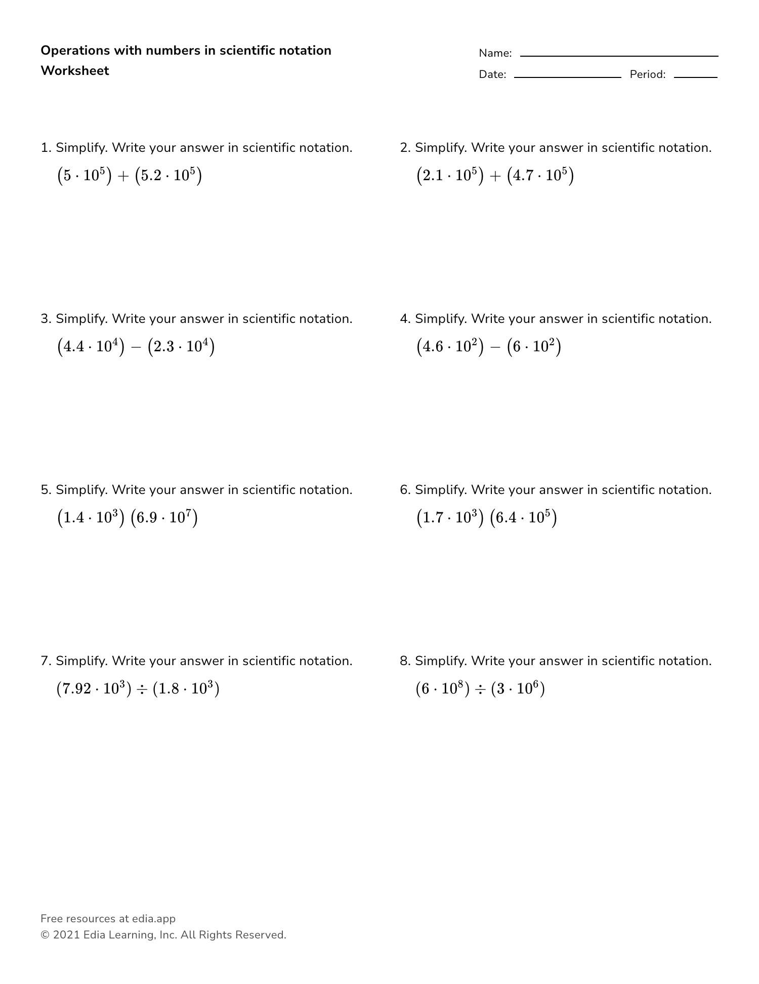 writing in scientific notation worksheet answers