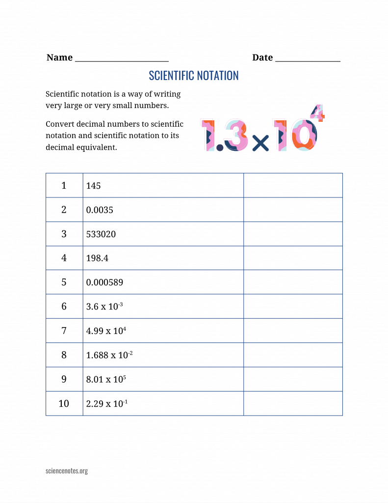 writing in scientific notation worksheet answers