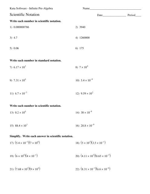 writing in scientific notation worksheet answers