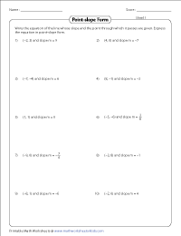 writing in slope intercept form worksheet