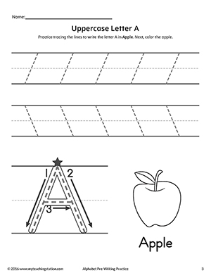 FREE* Uppercase Letter A Pre-Writing Practice Worksheet ...