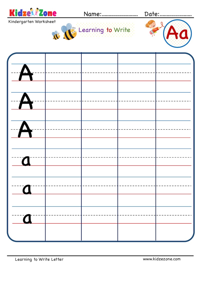 writing letter a worksheet