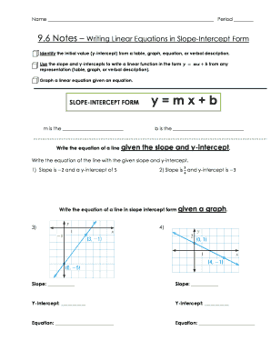 writing linear equations in slope intercept form worksheet