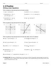 1-4 Practice Worksheet Writing Linear Equations Ans key.pdf - NAME ...