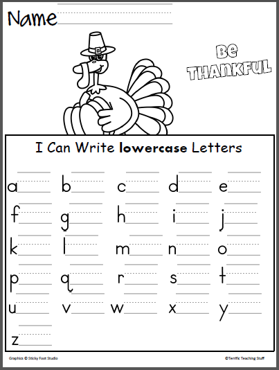 writing lowercase letters worksheet