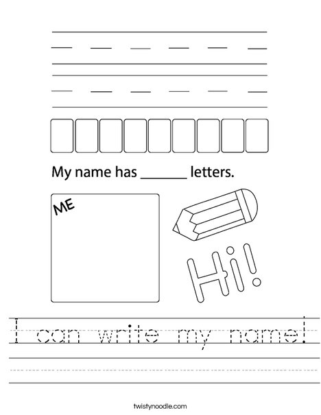 I can write my name Worksheet - Twisty Noodle