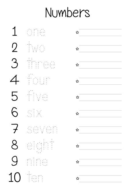 writing number words worksheet for kindergarten