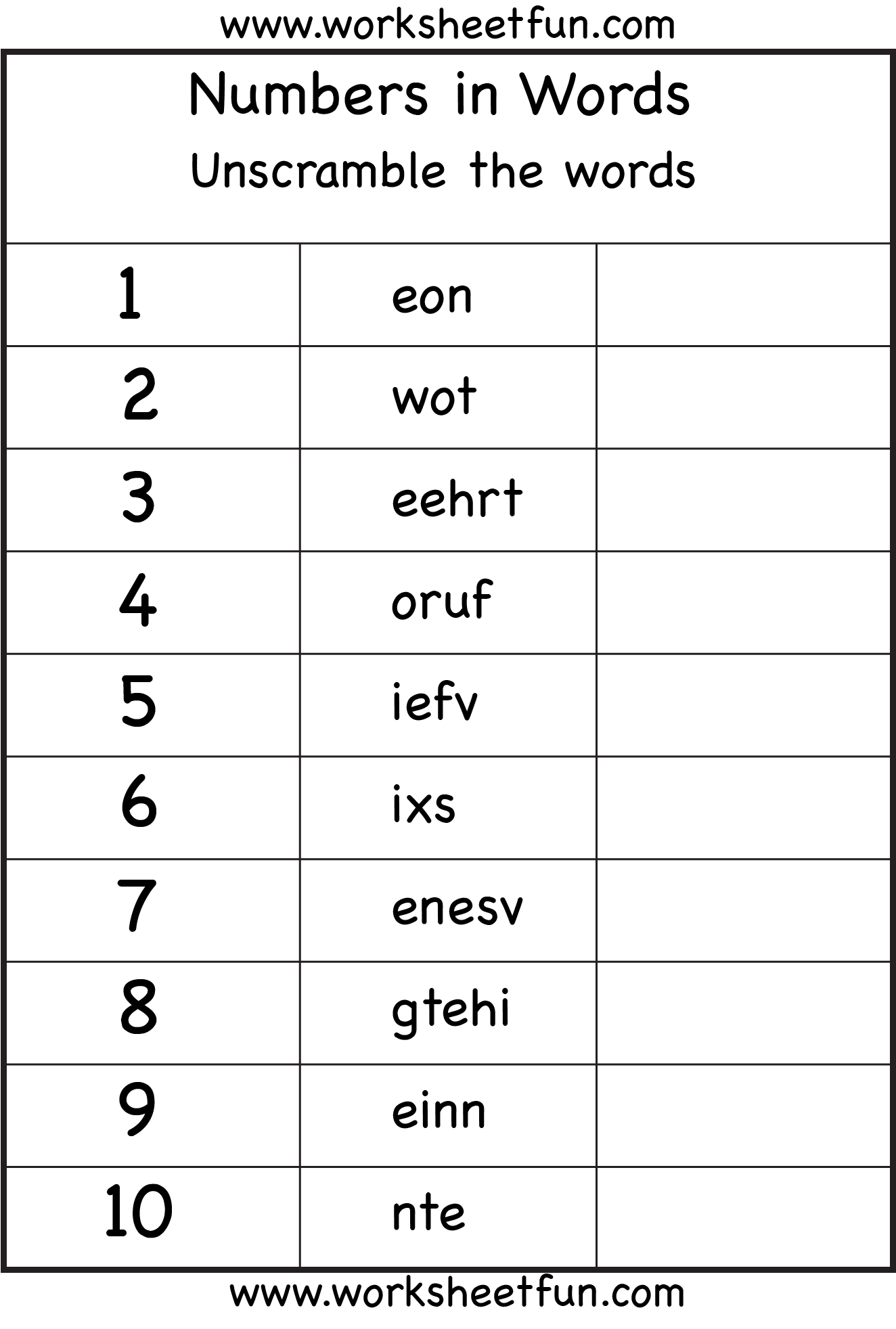 Numbers in Words Worksheet / FREE Printable Worksheets