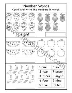 writing number words worksheet kindergarten