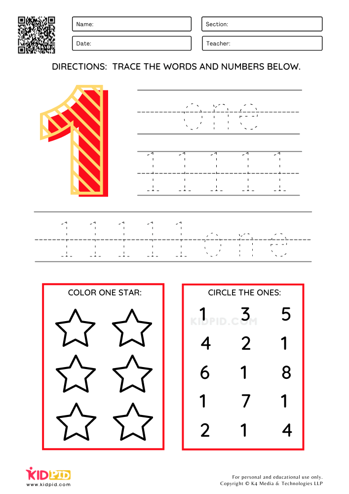 Tracing and Writing Number &  Words 1-9 Worksheets - Kidpid