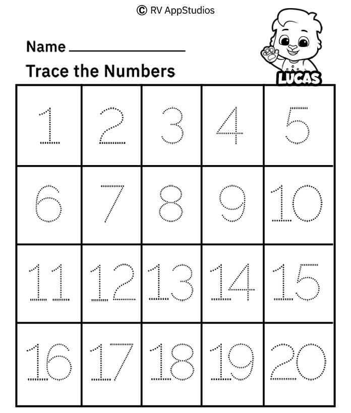 writing numbers 1 20 printable worksheet