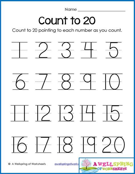 writing numbers 1 20 printable worksheet