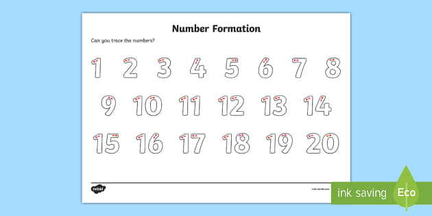 writing numbers 1 20 worksheet