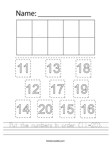 writing numbers 11 20 worksheet